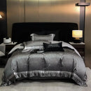 DecorBites™ Brocade Satin Jacquard Luxury Cotton Bedding Set - Duvet Cover, Sheet, Pillowcases