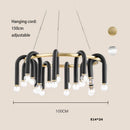 DecorBites™ Black Aluminum U-Shaped Tube Dimmable LED Chandelier for High Ceilings