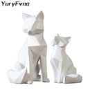 DecorBites™ Geometric Fox Sculpture: Modern White Abstract Desktop Art & Creative Gift