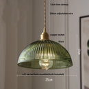 DecorBites™ Amber Glass LED Pendant Lamp Walnut Wood Copper Hanging Light