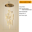 DecorBites™ Gold Chrome Steel Crystal Pendant Lights with Dimmable LED for Villa Stair
