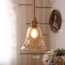DecorBites™ Amber Flower Glass Pendant Lamp LED Knob Switch Nordic Modern Hanging Lights
