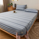 DecorBites™ Coarse Cloth Prue Cotton Queen Fitted Sheet Set with Pillowcases
