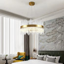 DecorBites™ Gold Crystal Chandelier: Dimmable Luxury Pendant Lamp for Bedroom, Living Room & Hotel