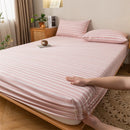 DecorBites™ Coarse Cloth Prue Cotton Queen Fitted Sheet Set with Pillowcases