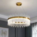 DecorBites™ Gold Crystal Chandelier: Dimmable Luxury Pendant Lamp for Bedroom, Living Room & Hotel