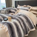DecorBites™ Cozy Faux Fur Bedding Set: Gradient Rabbit Fur Plush Cover Sheet Pillowcases