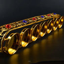DecorBites™ Gem Inlaid Candlestick Stand for Buddhist Wedding Altars & Decor.