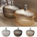 Light Luxury Plastic Candy Nuts Fruits Plate Dustproof Bear Food Storage Tray Large Capacity with Lid Dried Fruit Bowl Kitchen