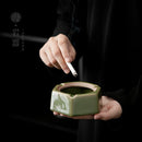 DecorBites™ Geometric Green Ceramic Ashtray - Desk Decoration and Smoking Accessory