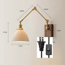 DecorBites™ Copper Swing Arm LED Wall Sconce Pull Chain Switch Rotate Walnut Canopy