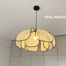 DecorBites™ Creamy Abaca Fabric Led Pendant Light - Nordic French Wabi Sabi Suspend Lamp
