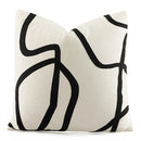 DecorBites™ Geometric Line Embroidered Pillowcase in Black White Beige Suede Canvas