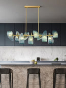 DecorBites™ Elegant Blue Copper LED Flower Ceiling Chandelier for Living Dining Bedroom & Salon