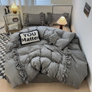 DecorBites™ Lace Patchwork Duvet Cover Set, Soft Microfiber, Full Queen Size Bed Linen Pillowcase