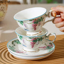 DecorBites™ Green Vine Flower Porcelain Coffee Mug Set for Dining and Tea