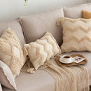 DecorBites™ Geometric Tufted Tassel Pillowcases Cotton Linen Handmade Fringed Throw Pillow Covers