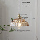 DecorBites™ Amber Glass Walnut Wood LED Pendant Lamp with Copper Knob Switch