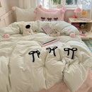 DecorBites™ Korean Princess Bow Lattice Pompom Bedding Set - Single Queen Size