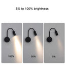 DecorBites™ 10W Black Knob Switch LED Wall Light with Adjustable Beam Angle