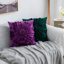 DecorBites™ 3D Velvet Flower Pillow Covers in Yellow Beige 45x45cm