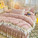 DecorBites™ Korean Princess Bedding Set: Flowers, Lace, Ruffles, Embroidery, Quilted, Duvet Cover, Bedspread