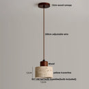 DecorBites™ Japanese Style LED Pendant Lights Wood Canopy Cement Lampshade
