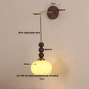 DecorBites™ LED Wall Lights Walnut Wood Glass Adjustable Bedside Lamp