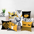 DecorBites™ Geometric Deer Print Pillowcase 45x45cm - Yellow Home Decor