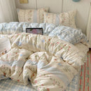 Cream cartoon printed cotton bedding set bedroom bear decor