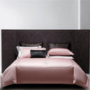 DecorBites™ Cotton Satin Jacquard Embroidery Bedding Set with Elastic Sheet & Duvet Cover