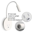 DecorBites™ Corded Gooseneck Wall Sconce with USB Port Switch and Cree LED Backlight
