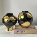 "DecorBites™ Gold Foil Pattern Ceramic Vase - Handcrafted Flowerpot Terrarium Home Decor"