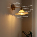 Japanese style led green glass wall light for bedroom brass sconce