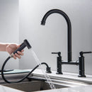 DecorBites™ Brushed Gold Kitchen Faucet with Hand Shower Head Pot Filler Tap & Black Sink Spout