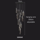DecorBites™ Crystal Chrome LED Chandelier: Luxury Duplex Stair Loft Pendant Light for Living Room