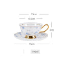 DecorBites™ Gold Flowers Pattern Ceramic Cup & Saucer Set for Elegant Dining Experience