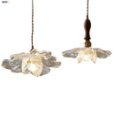 DecorBites™ Acrylic LED Pendant Light: Copper Walnut Wood Flower Hang Lamp