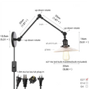 DecorBites™ Industrial Loft Swing Arm Wall Sconce Clear Glass Pull Chain Switch Bedside Lamp