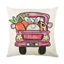 DecorBites™ Easter Bunny Rabbit Linen Cushion Cover 45x45cm - Flower Print Festival Pillowcase