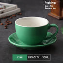 DecorBites™ 350ml Latte Ceramic Coffee Cup and Saucer Set - Set of 2
