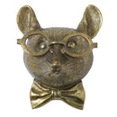Bronzed Resin Animal Head Sculpture with Glasses Bear Statue Wall Decor  3D Animal Home Halloween Decor
