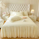 DecorBites™ Cotton Lace Princess Bed Sheet Set with Solid Color Bedspread