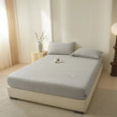 DecorBites™ Cotton Fitted Sheet: Wrinkled Yarn, Nordic Comfort, All Seasons Bed Cover