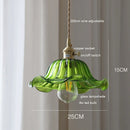 DecorBites™ Green Glass LED Pendant Lamp with Copper Wood Handle for Modern Nordic Home Decor