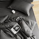 DecorBites™ Grey Lines Stripes Duvet Cover Set Cotton Satin Jacquard Queen King Size