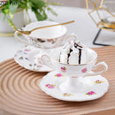 DecorBites™ Gold Flower Porcelain Goblet Cup Tea Coffee Mug Juice Cup