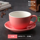 DecorBites™ 350ml Latte Ceramic Coffee Cup and Saucer Set - Set of 2