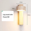 DecorBites™ Cream Style Bedside Lamp With Rotatable LED Light - Walnut Wood Texture