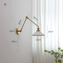 DecorBites™ Copper Swing Arm LED Wall Sconce with Pull Chain Switch, Modern Nordic Wooden Lamp